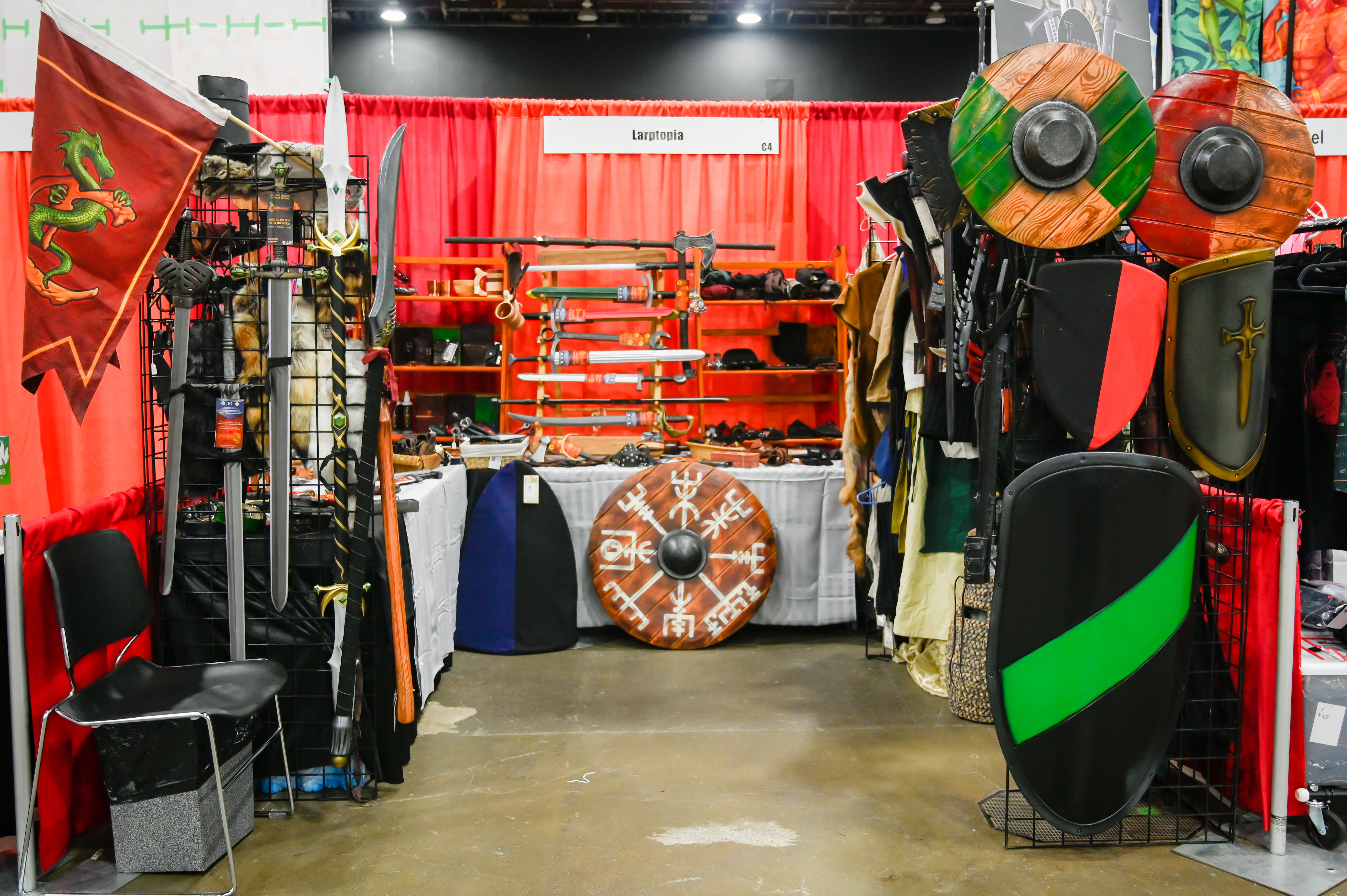 youmacon larp booth shields swords spear accessories clothing