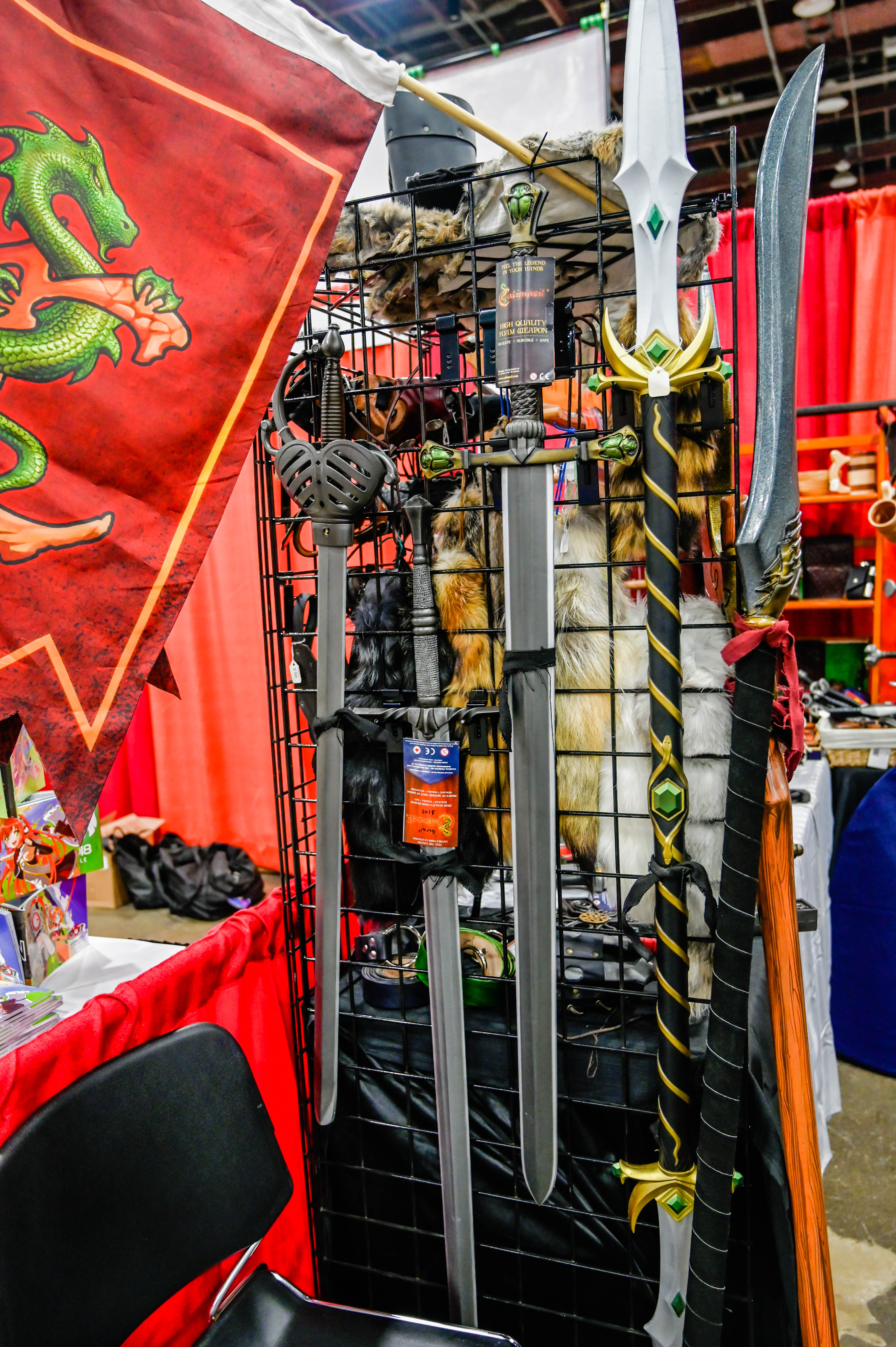 larptopia at youmacon with calimacil swords, spear, and epic armouy spear