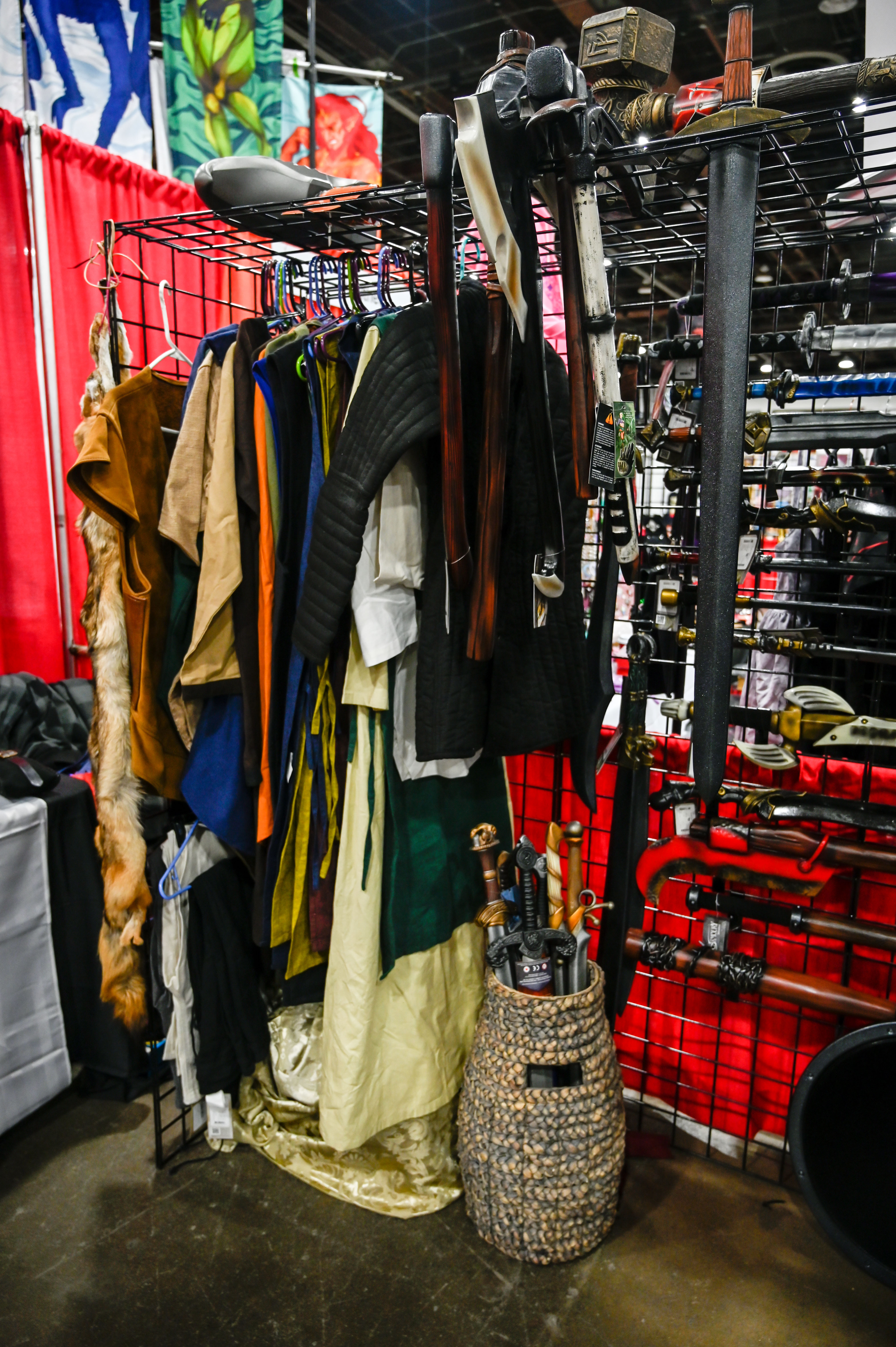 youmacon booth larptopia gambeson medieval renassance fantasy clothing and larp foam weapons