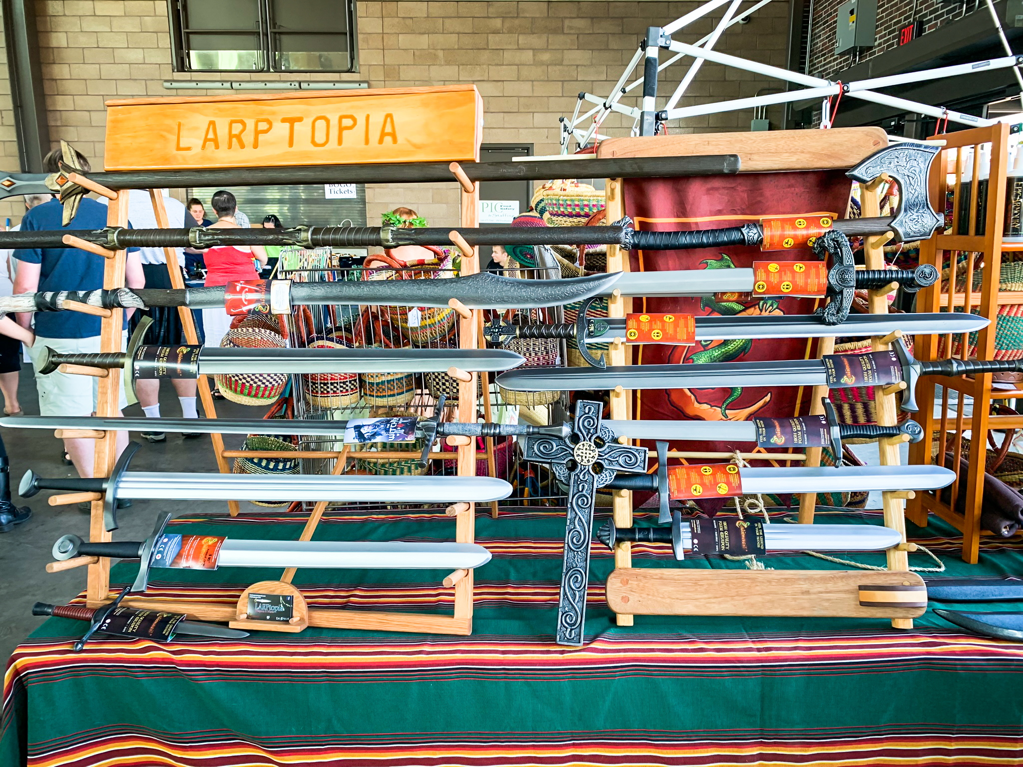 larptopia weapons racks with calimacil swords