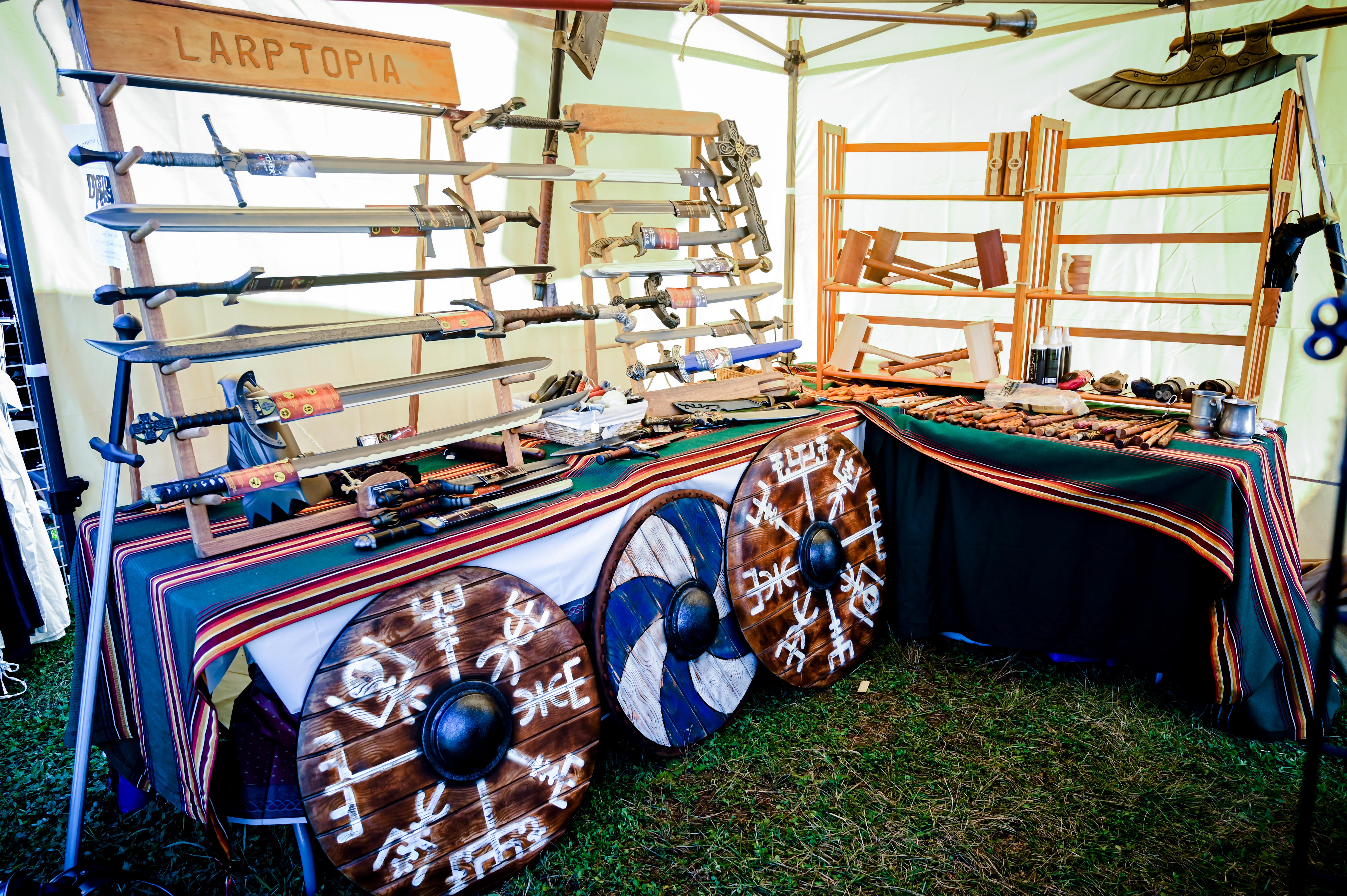 mrf set up with calimacil swords, epic armoury shields, wooden wands and hammers