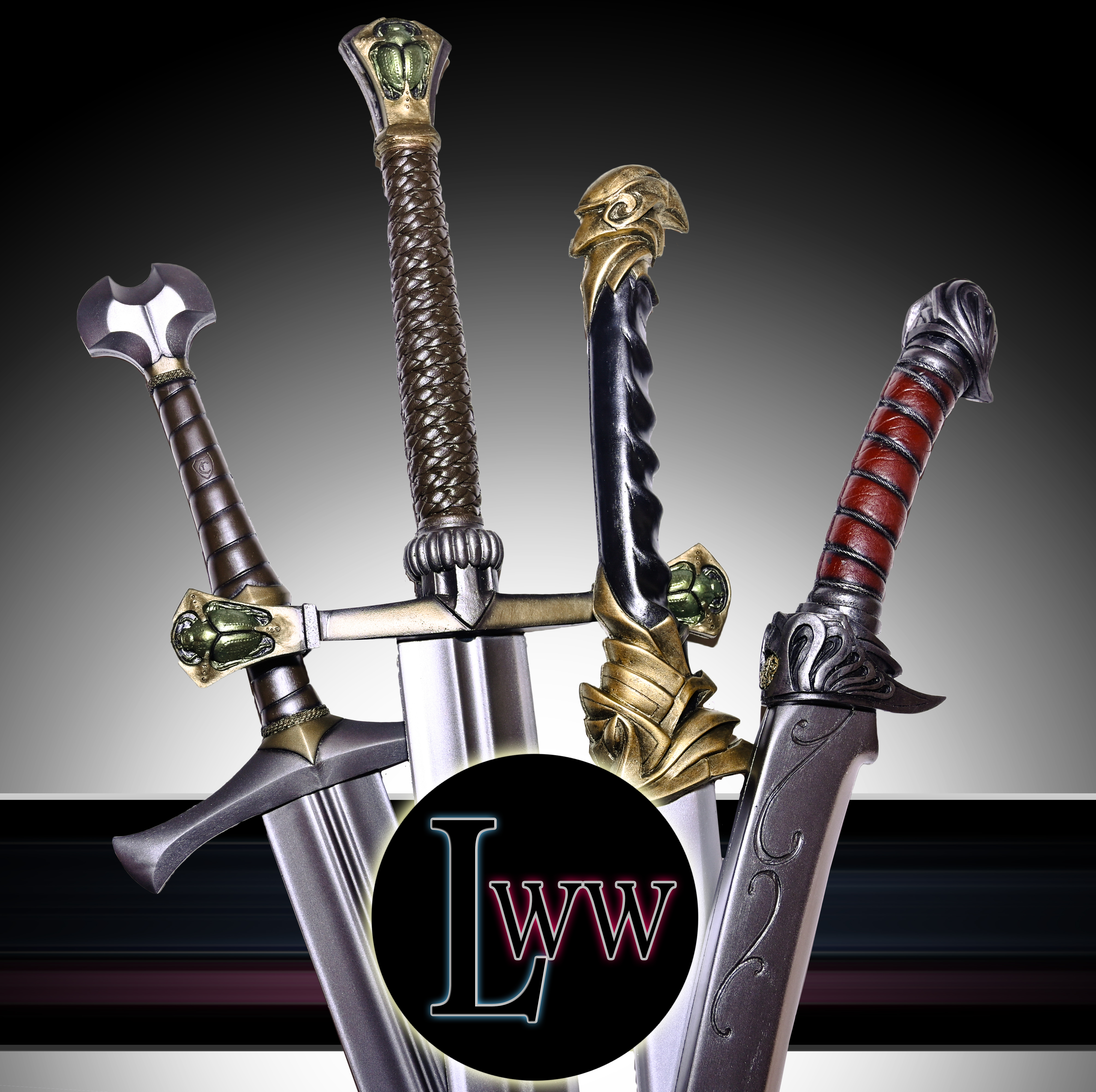 Larptopia foam larp Sword logo banner